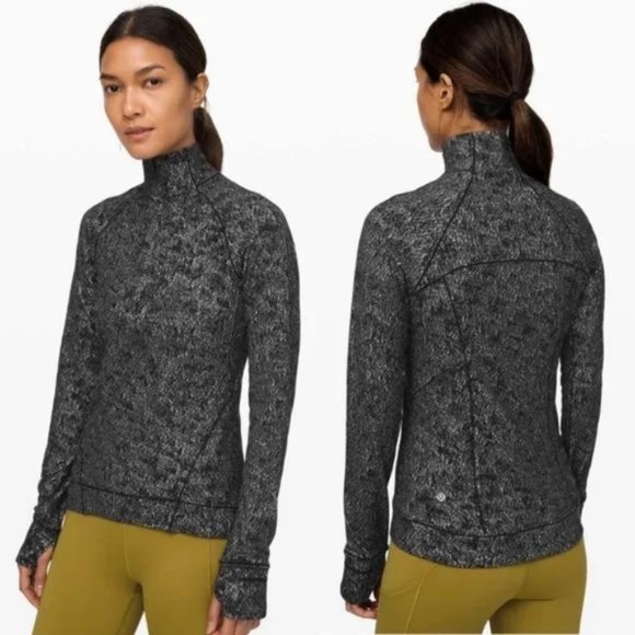 lululemon athletica Sweaters - Lululemon Outrun the Elements Half 1/2 Zip Pullover Black/White Jacquard 12